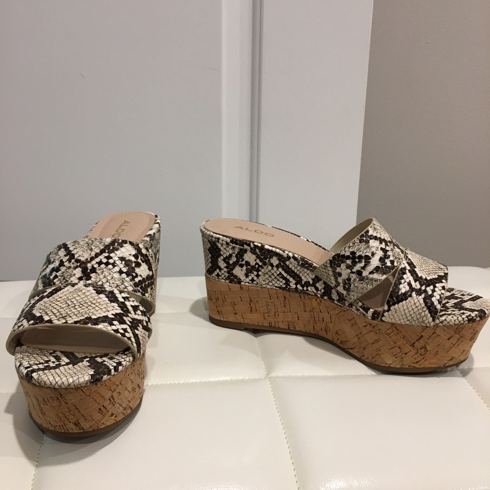 ALDO snake pattern wedges slip-ons shoes, size 7
